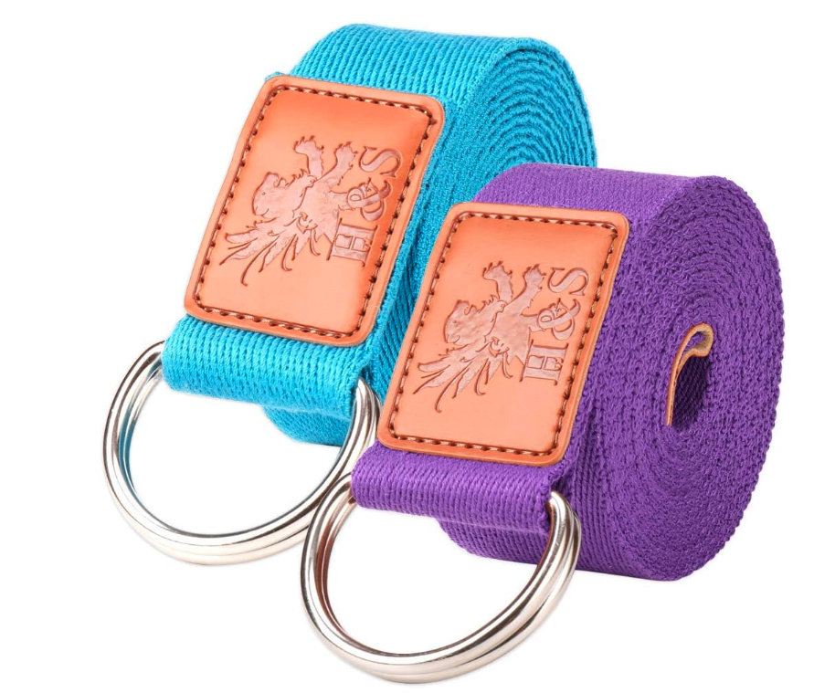 H&S 2pcs Yoga Straps, Yoga Belt 1.85m & 2.45m Extra Long Strong Adjustable Cotton